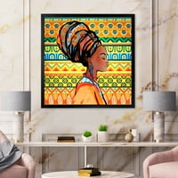 Designart 'Türbanlı Afrikalı Amerikalı Kadın Portresi III' Modern Çerçeveli Sanat Baskısı