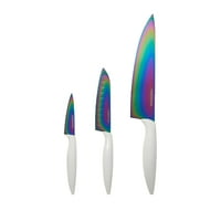 Gökkuşağı Titanyum Bıçaklı, Gri Saplı Farberware 3 Parçalı Şef Seti