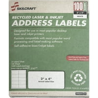 NSN5144904, 1 Geri Dönüşümlü Lazer Mürekkep Püskürtmeli Adres Etiketleri, Kutu, Beyaz