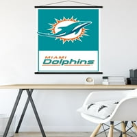 Miami Dolphins - Ahşap Manyetik Çerçeveli Logo Duvar Posteri, 22.375 34