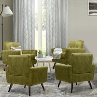 Tasarım Grubu Accent Sandalye Döşemeli Kadife Koltuk Oturma Odası Yatak Odası için, Yeşil, 2'li Set