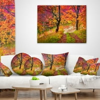 Designart Ormanda Parlak Renkli Sonbahar Ağaçları - Manzara Baskılı Kırlent - 12x20