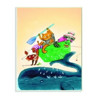 Çocuk Odası tarafından Stupell Hayvan Denizciler Karikatür Yeşil Sarı Çocuk Kreş Boyama Duvar Plak tarafından Saturday