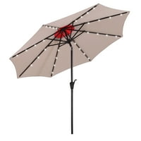9Ft Ofset Konsol Şemsiyeleri Güneş Enerjili LED Işıklı Çelik Kaburgalar Veranda Şemsiyesi Masa Pazarı Şemsiyesi Krank