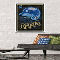 Kansas City Royals-Neon Kask Duvar Posteri, 22.375 34 Çerçeveli