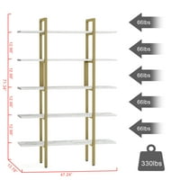 Gezen 5 Katmanlı Açık Raf Kitaplık, Lüks Altın Şöhret Çok Fonksiyonlu Depolama Kitaplık Merdiven Bitki Standı
