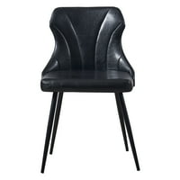 Metal Ayaklı Versanora Finley Suni Deri Yemek Sandalyesi, Siyah
