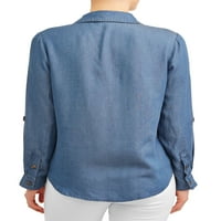 Alison Andrews Kadın Popover Chambray Bluz