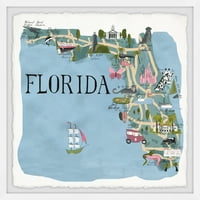 Marmont Hill Resimli Florida Haritası Çerçeveli Duvar Sanatı