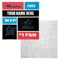 Miami Marlins MLB Colorblock Kişiselleştirilmiş İpek Dokunmatik Sherpa Atmak Battaniye