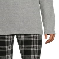 Hanes Erkek ve Büyük ve Uzun Erkek Uzun Kollu Crewneck Pijama Takımı, 2 Parça