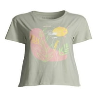 Beşinci güneş kadın soyut çiçek kısa kollu grafik T-Shirt