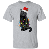 Grafik Amerika şenlikli Noel Tatili kedi ışıkları ile erkek grafikli tişört