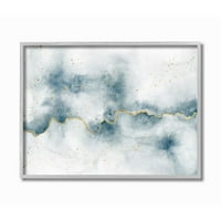 Stupell Industries Soyut Bulut Splatters Beyaz Mavi Altın Boyama Çerçeveli Duvar Sanatı Tasarım Laura Marshall, 11