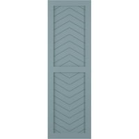 Ekena Millwork 18 W 34 H Gerçek Uyum PVC İki Panel Chevron Modern Stil Sabit Montajlı Panjurlar, Huzurlu Mavi