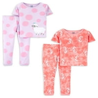 Carter'ın Çocuğum Bebek ve Yürümeye Başlayan Kız Rahat oturan tişört ve Pantolon Pijama Takımı, 4 Parça, 12M-5T