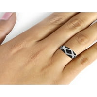 Jewellersclub Gümüş Karat Siyah & Beyaz Pırlanta Yüzük Kadınlar için
