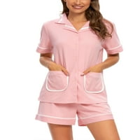 Benzersiz Pazarlık Bayan Düğmeli Gömlek Şort Loungewear Pijama Pijama Setleri