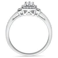 Miabella kadın Karat T.W. Paralel Baget Kesim ve Yuvarlak Kesim Pırlanta 10kt Beyaz Altın Vintage Nişan Yüzüğü