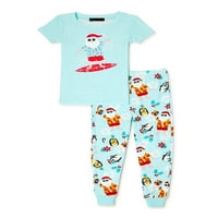 Derek Kalp Tropikal Tatil Eşleşen Aile Noel Pijama Toddler Unise Pijama Seti, 2 Parça, Boyutları Months-5T
