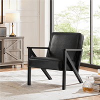 Oturma Odası için Easyfashion Modern Fau Deri Aksan Sandalye, Siyah