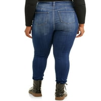 Sınır Yok Gençlerin Artı Boyutu Kristal Süslemeli Yüksek Belli Skinny Jean