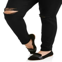 Bir Kot Kadın Artı Boyutu Tahrip Skinny Jeans
