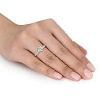 Miabella kadın Karat Akuamarin Karat Pırlanta 10kt Beyaz Altın Nişan Yüzüğü