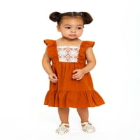 Wonder Nation Bebek ve Yürümeye Başlayan Kızlar Kolsuz Önlüklü Elbise, Boyutları 12M-5T