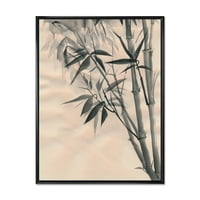 Designart 'Vintage Siyah ve Beyaz Bambu I' Geleneksel Çerçeveli Tuval Duvar Sanatı Baskı