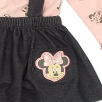 Disney Minnie Mouse Kız Bebek Üst, Jumper Elbise ve Tayt, 3 Parçalı Kıyafet Seti