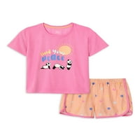Wonder Nation Bebek ve Yürümeye Başlayan Kız Poli Pijama Takımı, 2 Parça, Beden 12M-5T