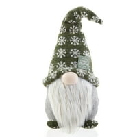 Tatil Zamanı Gnome Yeşil Beyaz Kar Tanesi Polyester Noel Masa Dekoru, Örgü Şapkalı