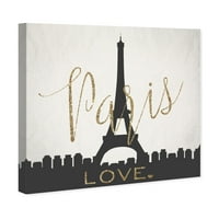 Wynwood Stüdyo Şehirler ve Skylines Duvar Sanatı Tuval Baskılar 'Paris Aşk' Avrupa Şehirler-Siyah, Altın