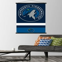 Minnesota Timberwolves - Ahşap Manyetik Çerçeveli Logolu Duvar Posteri, 22.375 34