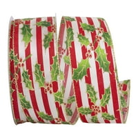 Kağıt Noel Glitter Şerit, Holly Smokin Şerit Şerit, Krem ve Kırmızı, 2.5in 20yd, 1 Paket