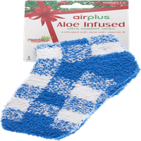 Airplus Aloe Infused Spa Mürettebat Çorapları, Mavi Beni Kontrol Et, Kadın Orta 5-10