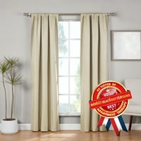 Ecologee Textured Total Blackout Curtains Panel Set - %100 Geri Dönüştürülmüş, Çubuk Cep, Altın, 40x 95