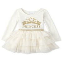 Çocuk Yeri 'Prenses' Taç Uzun Kollu Katmanlı Tutu Glitter Elbise