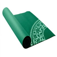 Kaymaz Yüzeyli Lotus PVC Baskılı Yoga Matı, Yeşil Çiçekli