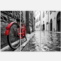 Designart 'Retro Vintage Kırmızı Bisiklet' Cityscape Fotoğraf Tuval Sanat Baskı