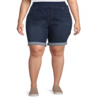 Terra & Sky Kadın Plus Size Pull On Denim Bermuda Şort