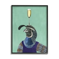 Stupell Industries Kolye Şampanya Kadehi Takan İlginç Bıldırcın Kuşu 30, Coco de Paris Tasarımı