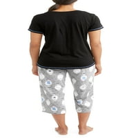 Kadın Pijama Takımı ve Kapri Uyku Pantolonu 2'li Pijama Takımı