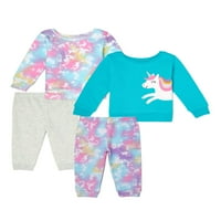 Garanimals Kız Bebek Sweatshirt & Eşofman Kıyafet Seti Çoklu Paket, 4'lü