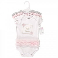 Küçük Hazine Bebek Kız Pamuk Bodysuits 3pk, Şiddetli, 9 Aylık