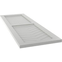 Ekena Millwork 12 W 66 H Gerçek Fit PVC İki Panel Chevron Modern Stil Sabit Montajlı Panjurlar, Dolu Fırtınası Gri