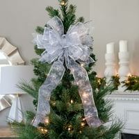 Tatil zamanı çizgili Noel ağacı Topper Yay dekorasyon, 10.75 12.75