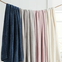 Better Homes & Gardens Luxe Chenille Throw, %100 Polyester, Makinede Yıkanabilir, 50” 72, Fildişi