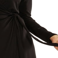 Kadın Derin V Yaka Uzun Kollu Elbise
